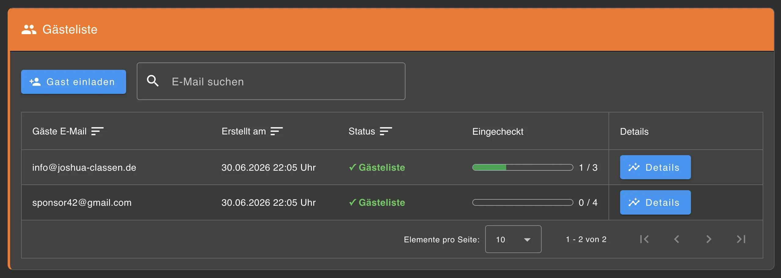 Gästelistenmanagement