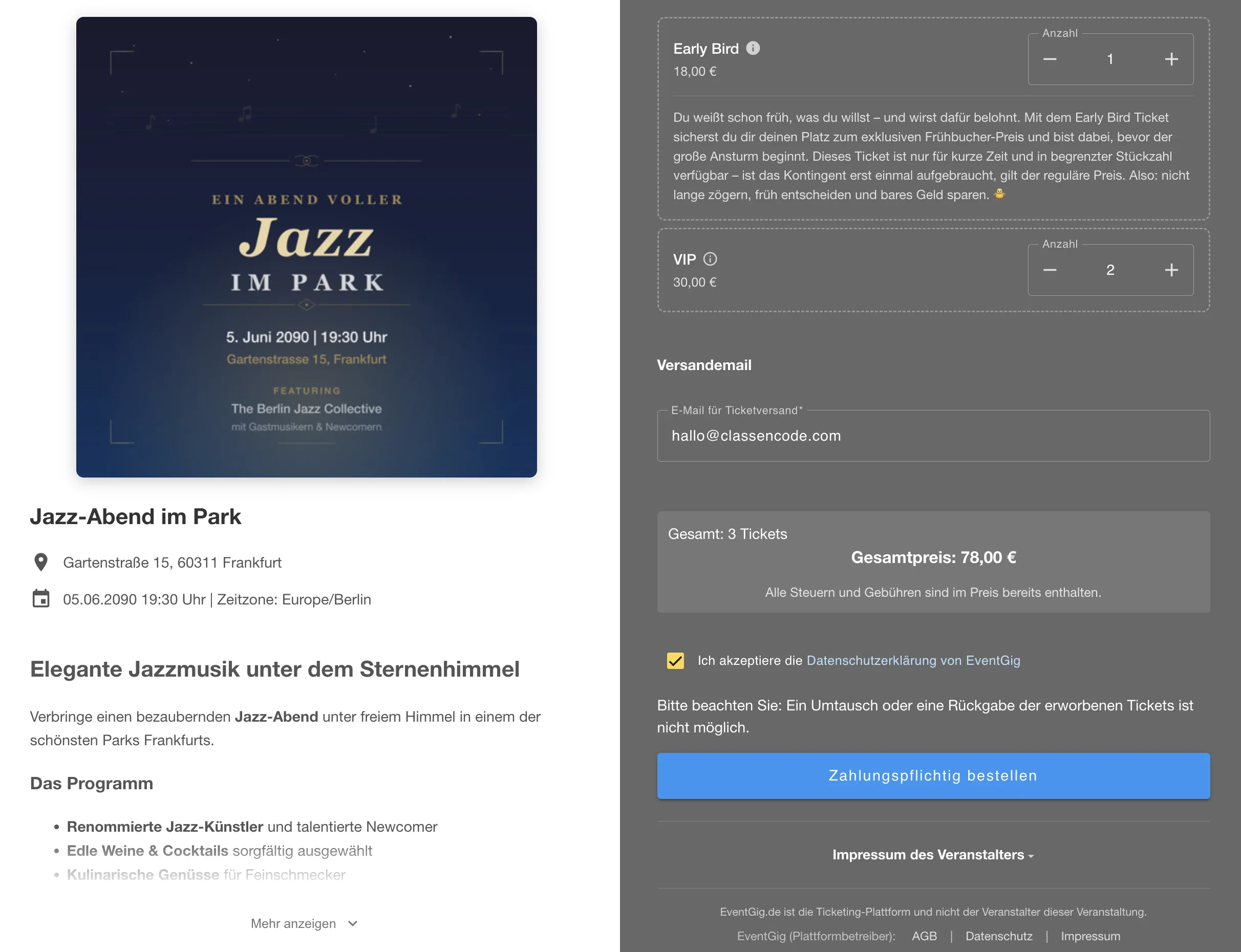 EventGig Ticketshop Vorschau