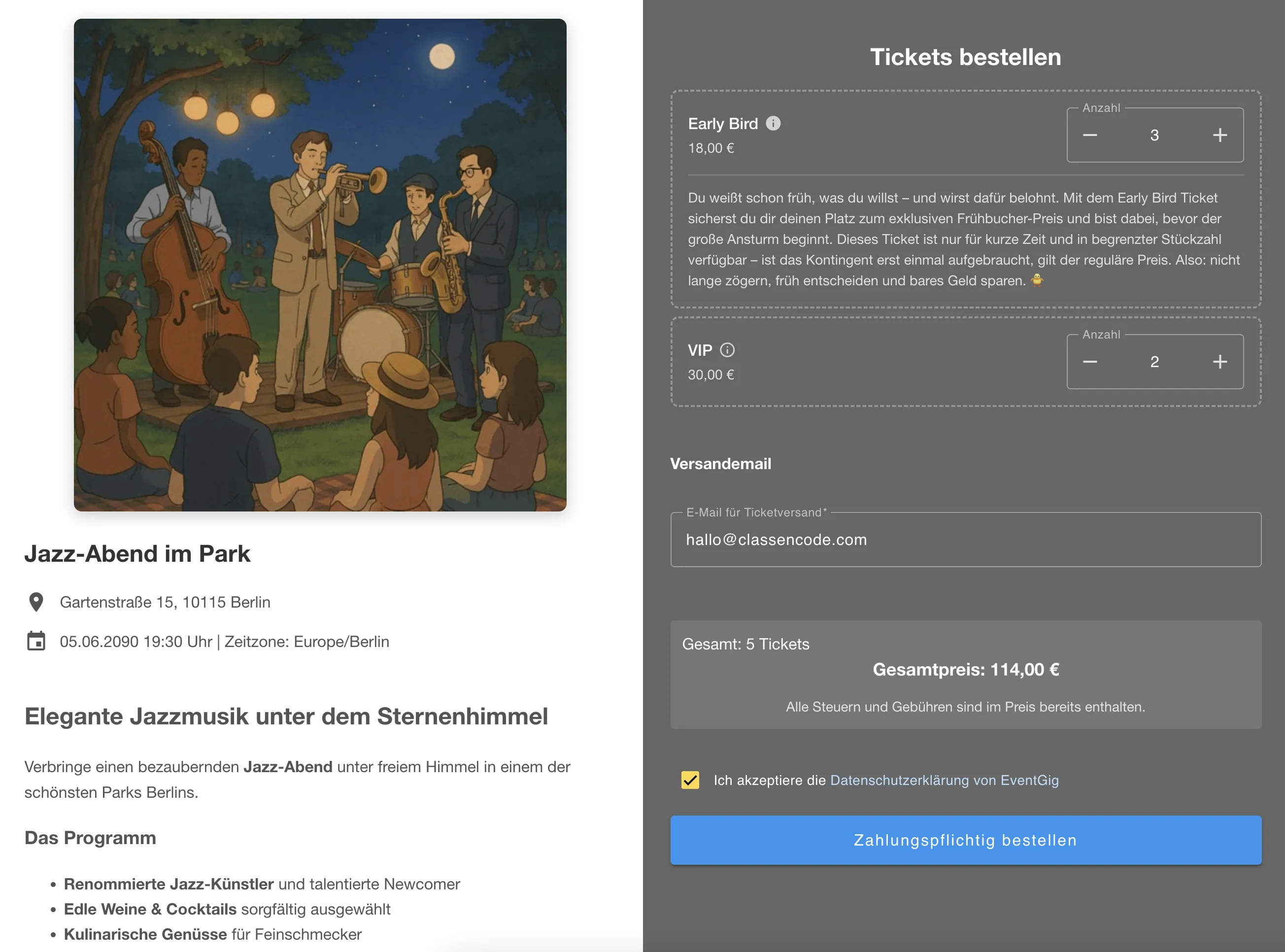 EventGig Ticketshop Vorschau